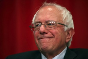 OAKLAND, CA - AUGUST 10:  Independent presidential candidate U.S. Sen. Bernie Sanders (I-VT) looks on during a "Brunch with Bernie" campaign rally at the National Nurses United offices on August 10, 2015 in Oakland, California.  The National Nurses United members announced their endorsement for independent presedential candidate Sen. Bernie Sanders during a campaign stop before he heads to Los Angeles for a campaign rally in Los Angeles at the Memorial Sports Arena.  (Photo by Justin Sullivan/Getty Images)