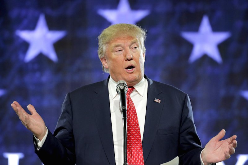 Republican presidential candidate Donald Trump speaks at Liberty University in Lynchburg, Virginia.