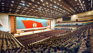 . Pyongyang (Korea, Democratic People''s Republic Of), 16/12/2012.- A ceremony to mark the first anniversary of the death of North Korean leader Kim Jong-il is held at a gymnasium in Pyongyang, North Korea, 16 December 2012. Kim-Jong-il died of a suspected heart attack on 17 December 2011. He was succeeded by his youngest son, Kim Jong-un EFE/EPA/KCNA SOUTH KOREA OUT NO SALES