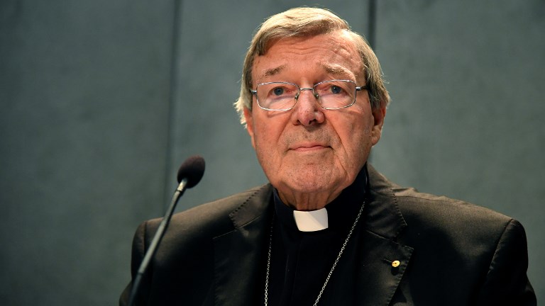 Australian Cardinal George Pell looks on as he makes a statement at the Holy See Press Office, Vatican city on June 29, 2017 after being charged with historical sex offences in a case that has rocked the church. Cardinal Pell says on June 29 that he will return to Australia to face sex abuse charges. / AFP PHOTO / Alberto PIZZOLI / The erroneous mention[s] appearing in the metadata of this photo by Alberto PIZZOLI has been modified in AFP systems in the following manner: [historical sex offences] instead of [historical child sex offences]. Please immediately remove the erroneous mention[s] from all your online services and delete it (them) from your servers. If you have been authorized by AFP to distribute it (them) to third parties, please ensure that the same actions are carried out by them. Failure to promptly comply with these instructions will entail liability on your part for any continued or post notification usage. Therefore we thank you very much for all your attention and prompt action. We are sorry for the inconvenience this notification may cause and remain at your disposal for any further information you may require.