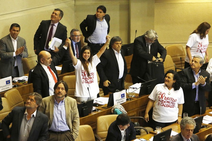 Activistas en el Senado de Chile