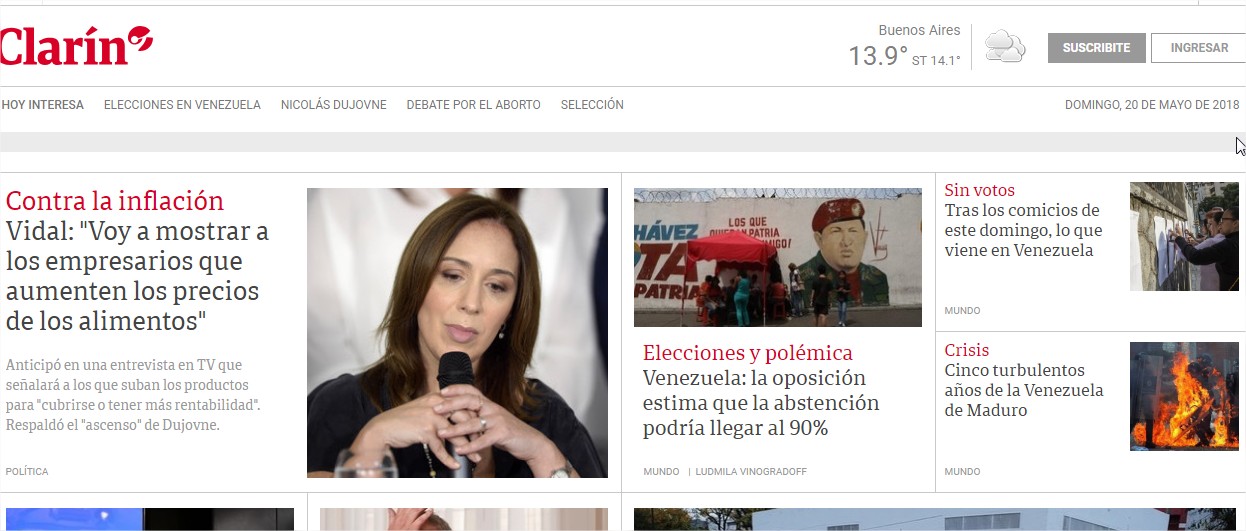 Clarín, Últimas noticias de Argentina y el mundo en Clarín.com, Google Chrome / Cortesia: BancayNegocios