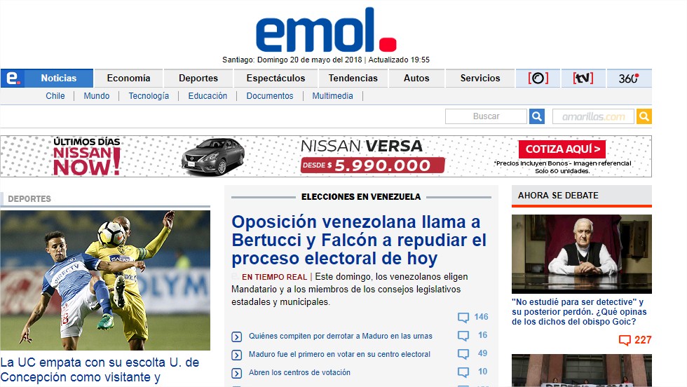 Emol, El sitio de noticias online de Chile, Google Chrome /Cortesía BancayNegocios