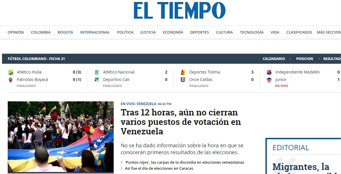 Noticias Principales de Colombia y el Mundo, ELTIEMPO, Google Chrome / Cortesia BancayNegocios